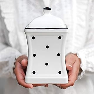 City to Cottage® White and Black | Polka Dot Spotty | Handmade Hand Painted | Large 31.5oz/900ml Ceramic Kitchen Storage Jars With Lid | Food Containers | Canisters