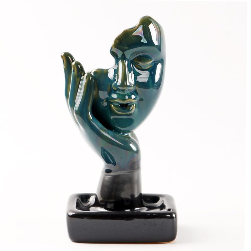 Porte-encens Bouddha turquoise zen - encensoir céramique facile à nettoyer pour relaxation