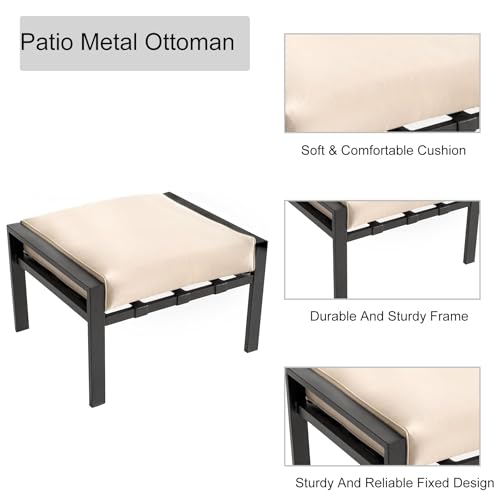 Image of LOKATSE HOME Outdoor Ottoman Patio Footstool Small Seat Furniture with Soft Thick Cushion for Garden Yard Deck Poolside