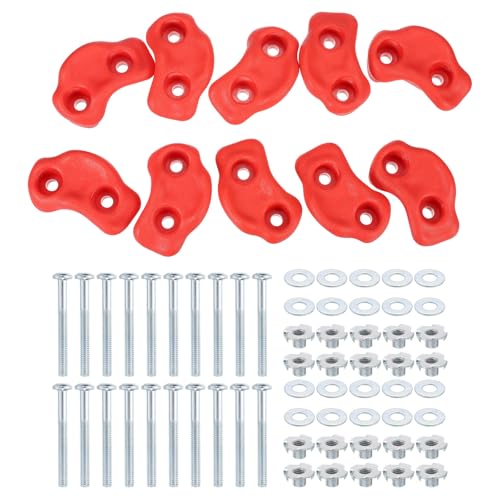 Prises d'escalade mur intérieur et extérieur | Accessoire terrain de jeu rouge 10 pièces