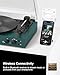 Retro Bluetooth Record Player with External Speakers, 3-Speed Belt-Drive Turntable, USB to PC Recording, AUX & RCA Output, Auto Stop, Vintage Vinyl Player with Modern Design, Green