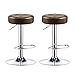 ZJF Zestaw 2 stołków barowych - wysokość siedziska 60-80 cm, metalowe stołki blatowe ze skórzaną poduszką gąbkową i podstawą galwanizowaną, kuchenne krzesła do jadalni, wiele kolorów (kolor: jasnobrązowy)