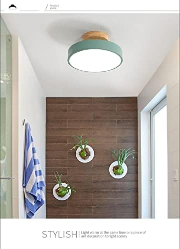 Led Ceiling Light,3 Color Temperature 3000/4000/6000K,Modern Wood Flush Mount Ceiling Light Fitting for Living Room Bedroom Kitchen Hallway,8.6 Inch22cm Green