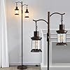 Vintage dimmable floor lamp2 classical lanterns standing lamp rustic farmhouse floor lamp with copper black finish for living room red copper  urban country home decor