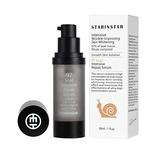 MOYAMOYA 97 Snail Intensive Repair Serum, 97% of snail mucus filtrate with lavender oil 500ppm and peptide 100ppm, Wrinkle-Imporving Skin Whitening, 30ml/1 fl.oz