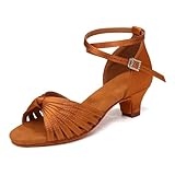 Cómodos: El peso total del zapato es más ligero, por lo que es más ligero al bailar. Arco bajo y diseño de tacón ancho para mayor estabilidad. Hebilla, más fácil de poner y quitar.