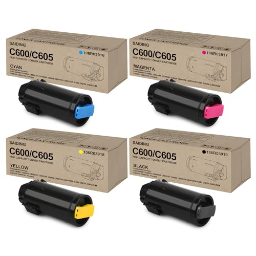 VersaLink C600 C605 Toner Cartridge 106R03896 106R03897 106R03896 106R03899 High Yield Replacement for Xerox VersaLink C605x C605xlm C600n C600dt C600dx C600dxf C600dxp Printers(4-Pack) -  SAIDING, SD C600 BCMY