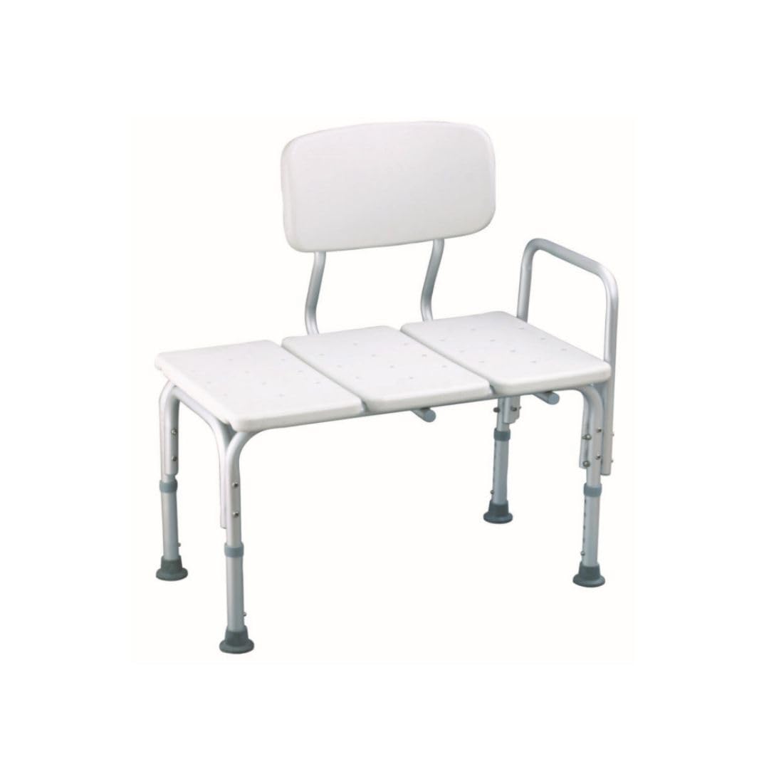 Asiento de Transferencia para Bañera con Respaldo y Asa, Ajustable 81-91 cm, Antideslizante, Silla de Baño para Adultos y Personas con Movilidad Reducida