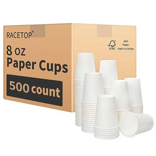 RACETOP 8 oz Disposable Coffee Cups [500 pack], Hot Coffee Cups 8 oz, Ideal for Office, Home, Party(500 pack)