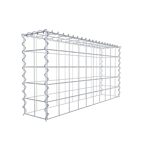 GABIONA Cesta de piedra de gavión rectangular, malla de 10 x 10 cm, profundidad de 20 cm, cesta de cultivo tipo 3, cierre de espiral, galvanizado (100 x 50 x 20 cm)