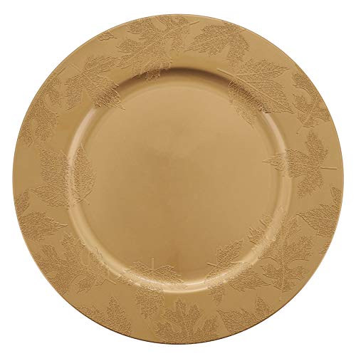 SARO LIFESTYLE Sousplat Collection Fall Leaf Charger Plates (Set of 4), 13