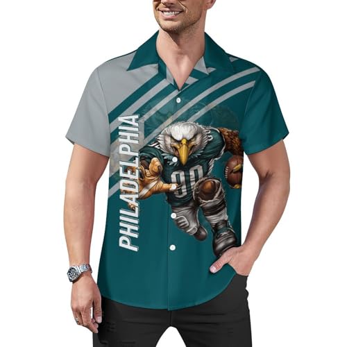 Men's Football Shirt City Mascots Cuban Neck Shirts Hawaii Short Sleeve Game Day Gifts for Fans Men S-2XL