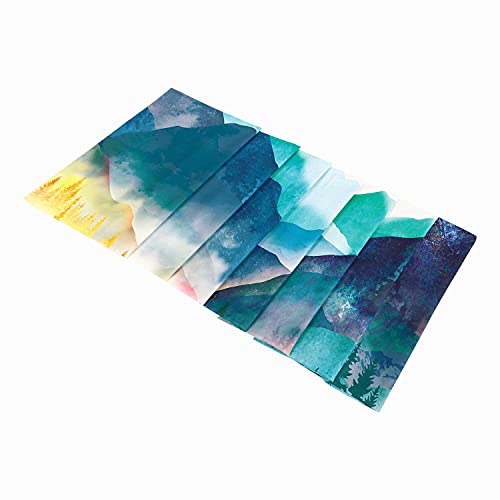 Rosielily Mountain Tapestry, 59"X79" Watercolor Tapestry Nature Tapestry Misty Forest Tapestry Sun Sunset Tree Landscape Tapestry Mountains Teal Mountain Tapestries Lake Birds Tapestry For Bedroom #TOP5