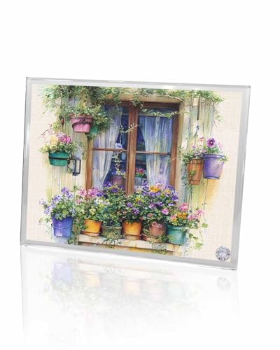 NITBANLA 9x7 Inch Glass Picture Frame with Diamond, Vintage Watercolor