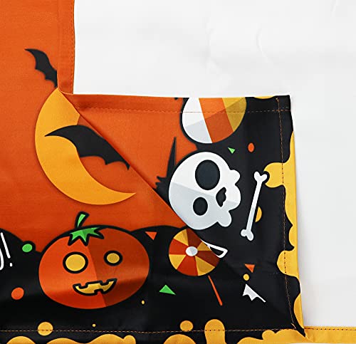 Halloween Autumn Kitchen Window Valance Curtain Trick Treat 52X18Inch Short Half Bathroom Curtain Drape Panel Creepy Ghost Farmhouse Gift Holiday Curtain Topper With Rod Pocket #TOP4