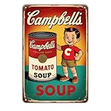 Campbell's Tomato Soup Vintage Retro Metal Tin Sign, Kitchen Wall Decor, 8 x 12 Inches