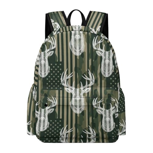 Sac à dos léger camouflage cerf drapeau américain anti-UV mixte adulte