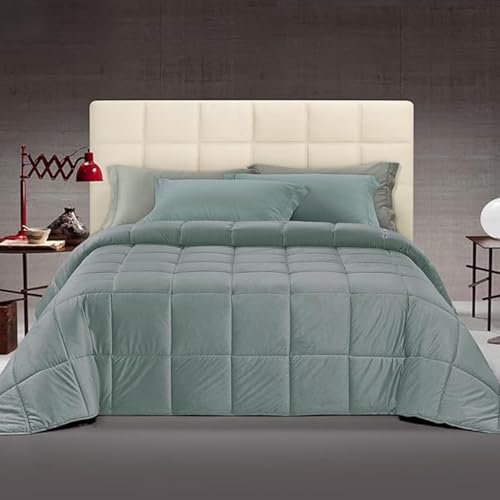 CLARA HOME Trapunta Matrimoniale Invernale 350 gr/mq, Piumone in Velluto Cinigliato Color Smeraldo Effetto Caldo Avvolgente, Made in Italy