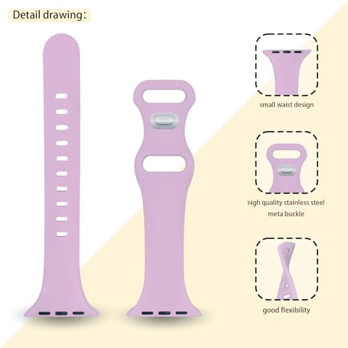 Image of Slim Band Compatible with Apple Watch Bands 38mm 40mm 41mm 42mm 44mm 45mm 46mm 49mm for Women Men,Soft Thin Narrow Silicone Sport Strap Wristbands for iWatch Series 11 10 9 8 7 6 5 4 3 2 1 SE Ultra Lavender