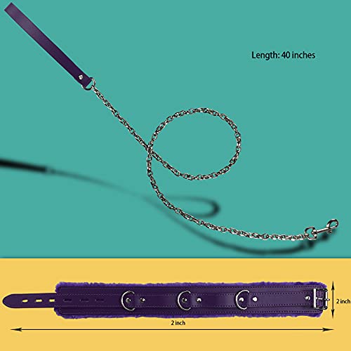 JOYMIN PU Leather Gothic Choker Collar with Long and Durable Detachable Leash Chain Adjustable Collar Necklace, Purple2
