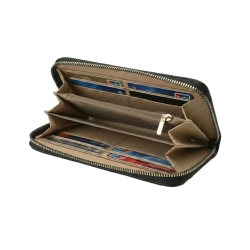 Laura Biagiotti Damski portfel z poliuretanu, portfel z zamkiem błyskawicznym, pęknięta tekstura z pudełkiem prezentowym, Czarny (Black), 19 cm, Classcio 1 Zip