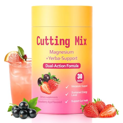 Kereeao Cutting Drink Mix Supports Satiety Signaling Gut Health & Energy with Berberine Chromium FOS Yerba Mate & 5-HTP | Sugar-Free Vegan Non-GMO | Strawberry Aa 30 Servings