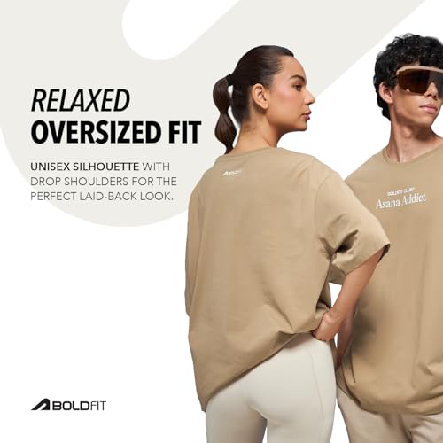 Image of Boldfit Tshirt for Man Unisex Oversized Tshirt for Woman Graphic Tees Supreme Comfort, Effortless Style Oversized T Shirt for Men, Breathable Polycotton T-Shirt for Lounging, Casual Outing, Yoga Wear