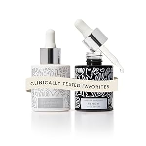 Naked & Thriving Wrinkle-Fighter Set, Includes Renew Resurfacing Night Serum (30 mL) & Illuminate C+ Serum (30 mL), Clinical Results, Dermatologist Loved, Hylauronic Acid & Bakuchiol (Set of 2)