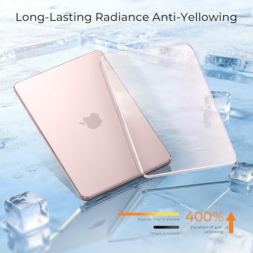 Image of EooCoo Case Compatible with MacBook Neo 13 inch 2026 Model A3404 with A18 Pro chip, Lightweight Hard Shell Scratch Resistant Protective Cover, Crystal Blush