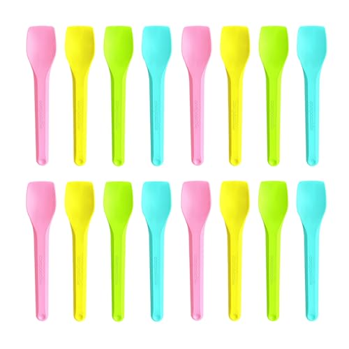 GreenWorks 100 Count Small Compostable Ice Cream Spoons 3.75 Inch Tiny Multi-colored Mini Spoons for Honey Sugar Jam