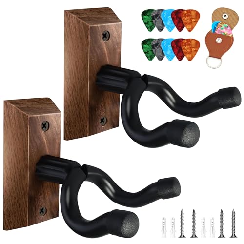 Soporte para Guitarra Pared Nogal - Soporte Guitarra Pared, Ganchos para Colgar Instrumentos Musicales...