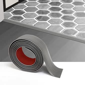 Floor Transition Strip - Self-Adhesive PVC Trim for Carpet to Flooring, Threshold Gap Cover (4ft x 1.57in, Grey Wood)