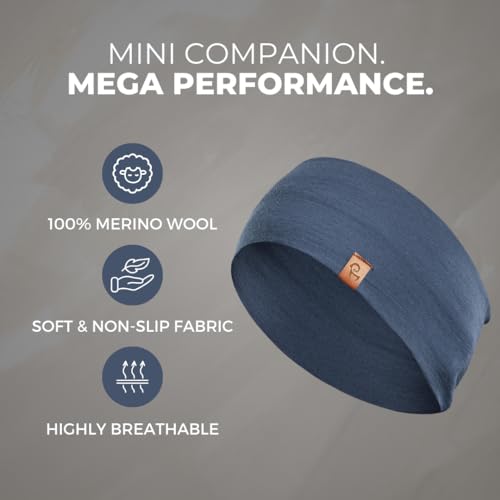 menique Bandanas elásticas esportivas de ioga para mulheres, 100% lã merino, faixa de suor, bandana