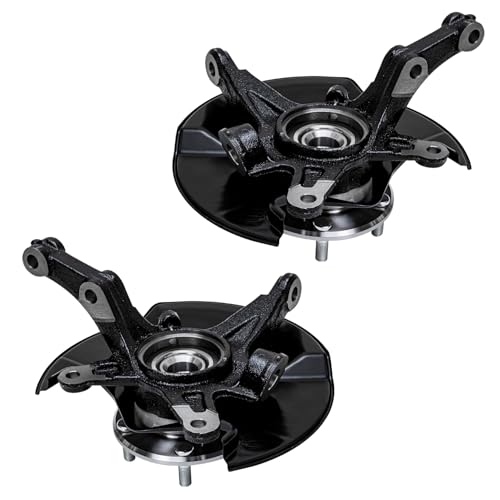 Image of Detroit Axle - 4pc Front End Control Arms Kit for 06-11 Honda Civic, 2 Steering Knuckles and Wheel Bearing Hubs 2 Lower Control Arms 2006 2007 2008 2009 2010 2011 Replacement