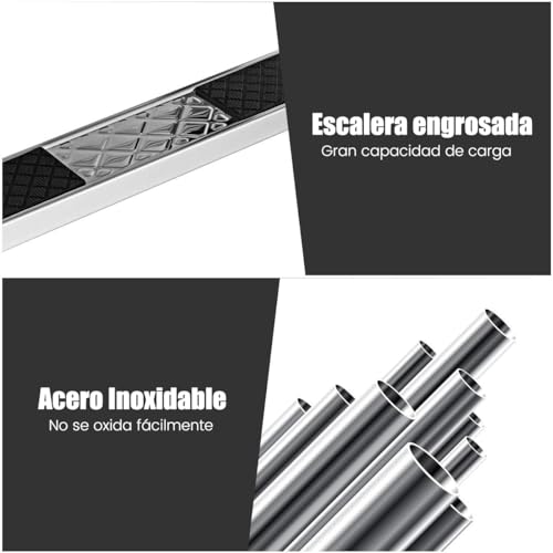 Miniatura 6 de Relax4life Escalera De Piscina De Acero Inoxidable Con 3 Peldaños Antideslizantes, Escalera Piscina Desmontable Para Piscina, Spa Y Parques Acuático, Carga 150kg, 55x25x132,5cm, Plateado