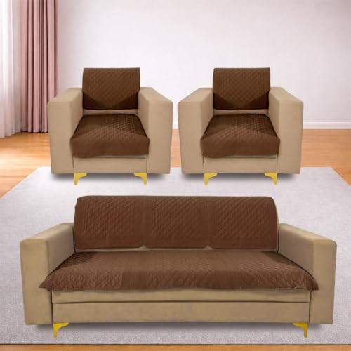 Image of Homerz Premium Petal Charm Sofa Cover | Embossed Floral Pattern | Soft Touch, Anti-Dust & Easy Wash Fabric Cloth, Washable and Durable (Rust, 5(3+1+1) Seater, Seat Cover with Backrest)