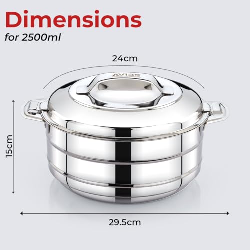 Image of AVIAS Astra Plus Gift Set - 3 Pcs 1000ML, 1500ML & 2500ML | Double Walled PUF Insulated Roti & Chapati Hot Box for Kitchen | Hot case for Rice & Gravy | Set of 3