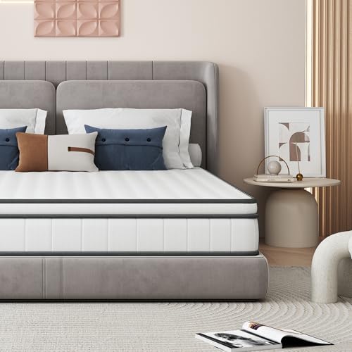 FEEOHOME Colchón 140 x 200 cm, Grosor 25 cm, Colchón híbrido con muelles ensacados con certificado Oeko-Tex, H3 Firmeza Media, 7 zonas, Confort Firme, Transpirable Tejidos 3D, Soporte Perfecto