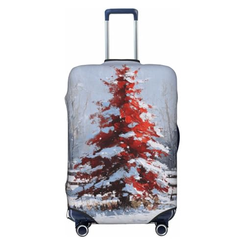 Red Christmas Tree In The Snow Elastic Travel Luggage Covers Dustproof Scratch-Resistant Suitcase Protector Fit 22-24 Inch