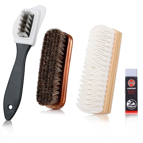 Srvauyea Set di 4 Spazzola per Scarpe Scamosciate, Spazzole in Pelle Scamosciata, Spazzola Camoscio per La Pulizia Spazzole Scarpe con Gomma Scamosciata per Pulizia e Cura di Pelli Scamosciate o Nabuk