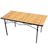 WILDROOTS Folding Camping Wood Grain Brown Table with Carry Bag, Lightweight Aluminum Table for Outdoor, Camping, Picnic, Cooking, Backyards, BBQ (XL)