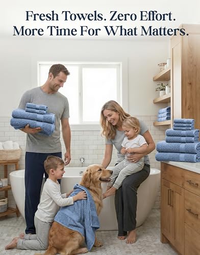 Image of LANE LINEN 24 Piece Towels for Bathroom - 100% Cotton Oversized Bath Quick Dry Spa 2 Extra Large Sheet 4 Towel 6 Hand 8 Wash Cloths Fingertip Allure