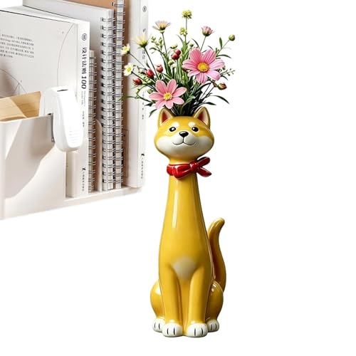 Jarrón de resina con forma de perro para flores secas en comedor 2