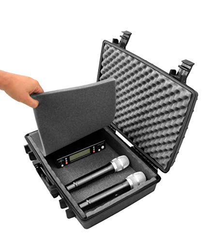 Casematix Waterproof Wireless Microphone Hard Case Compatible With Sennheiser, Shure, Audio-Technica, Nady, Vocopro, Akg Receiver, Body Transmitter, Uhf Headset, Lavalier And Handheld Mics #TOP1