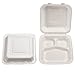 Morex Compostable Clamshell Hinged Food Container, 3 Compartment, 9 in. x 9 in. x 3.19 in, 200 Containers