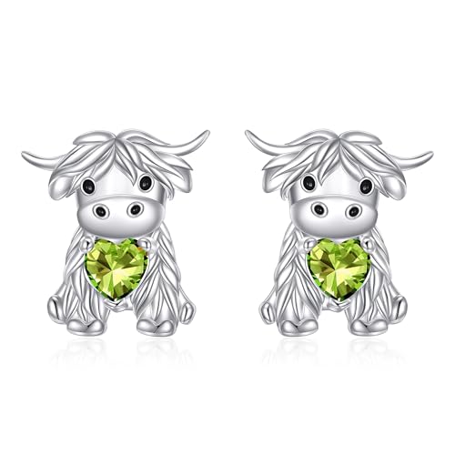 Bijou pour femme en argent 925 de qualité supérieure avec vache des Highlands d'août