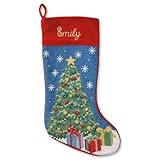 Lillian Vernon Christmas Tree Personalized Heirloom Needlepoint Christmas Stocking, Cotton, Wool, 9.5