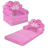 MOONBEEKI Kids Couch Fold Out, Foldable Princess Chair for Toddlers 1-3, Kids Furniture for Playroom, Gift for Birthday Christmas and Halloween, Purple