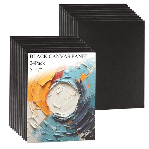 GBACHOOSE Canvas for Painting, 24 Pack Black Stretched Canvas for ...