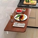 Escritorio flotante plegable montado en la pared que ahorra espacio, mesa de hojas colgantes para espacios pequeños, color teca, ideal para estudio, oficina, dormitorio, cocina, comedor, escritorio